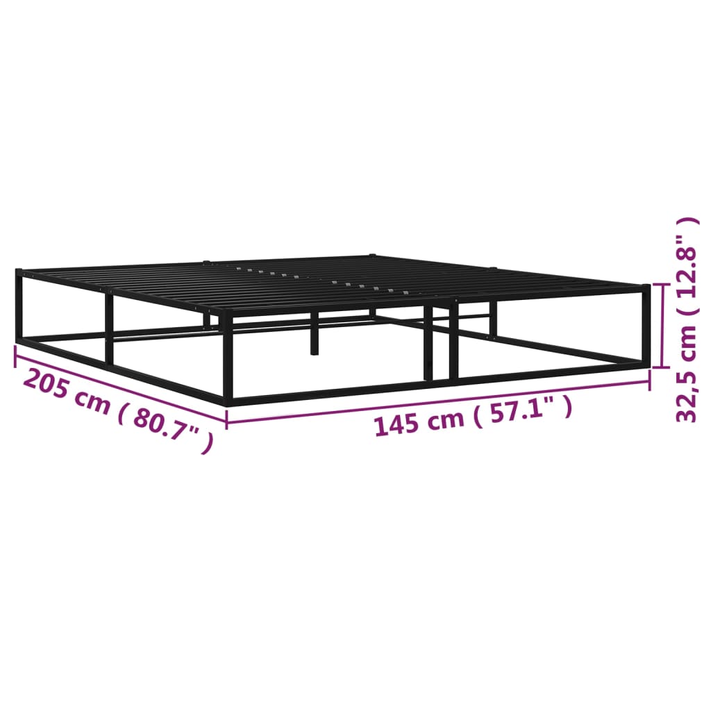 Bed Frame without Mattress Black Metal 140x200 cm