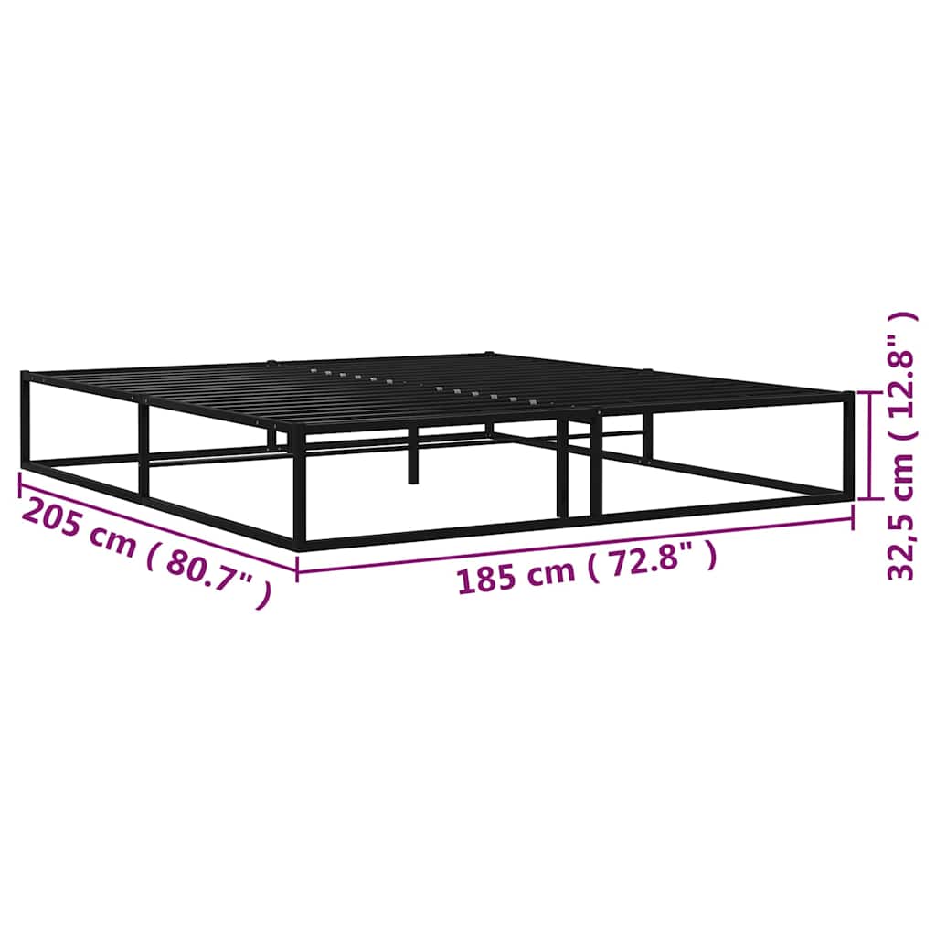 Bed Frame without Mattress Black Metal 180x200 cm Super King
