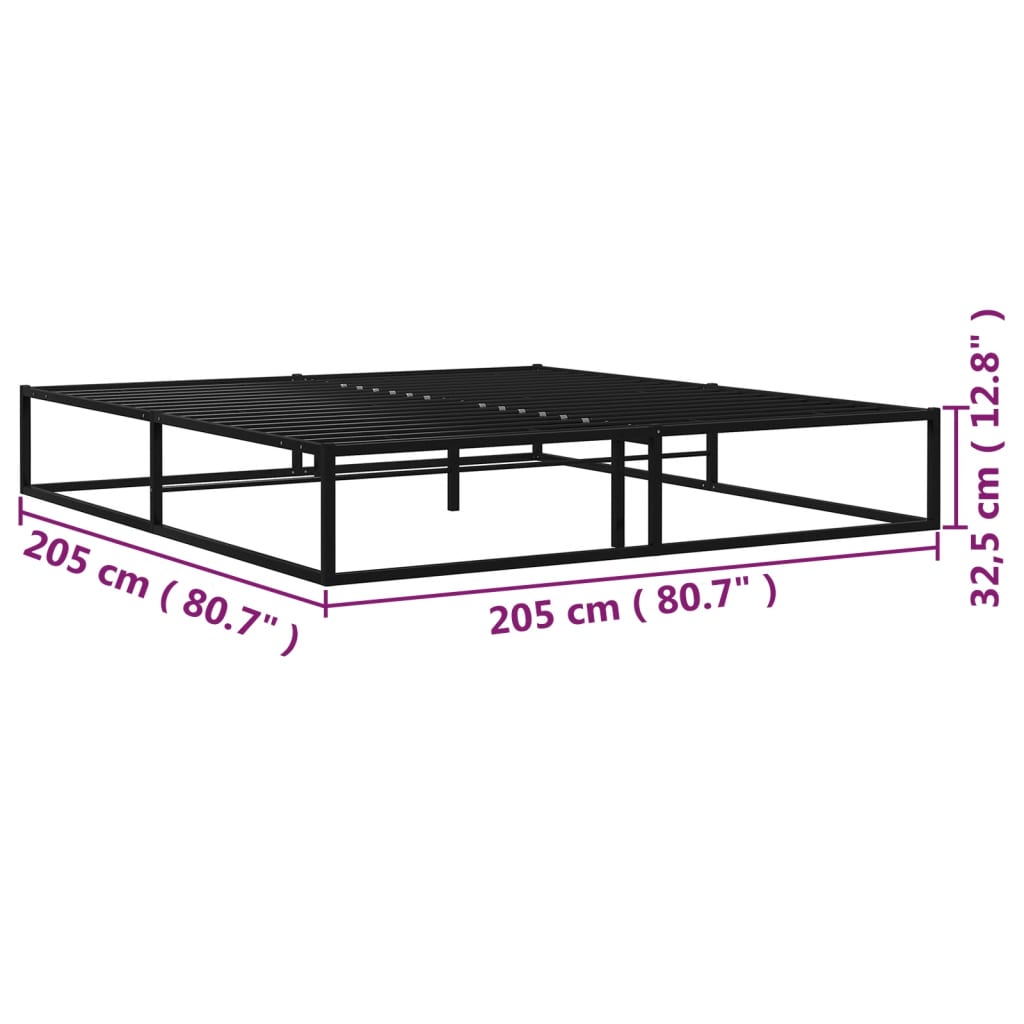 Bed Frame without Mattress Black Metal 200x200 cm