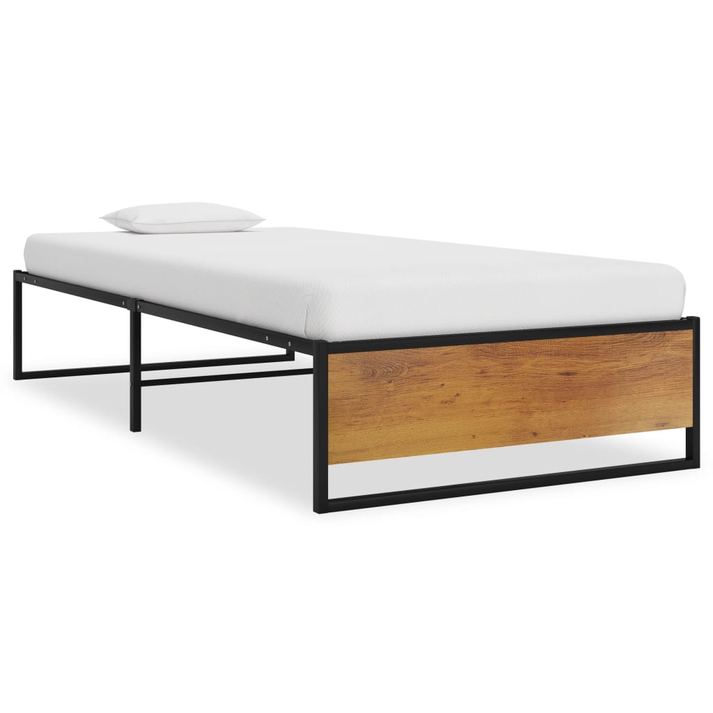 Bed Frame without Mattress Black Metal 90x200 cm