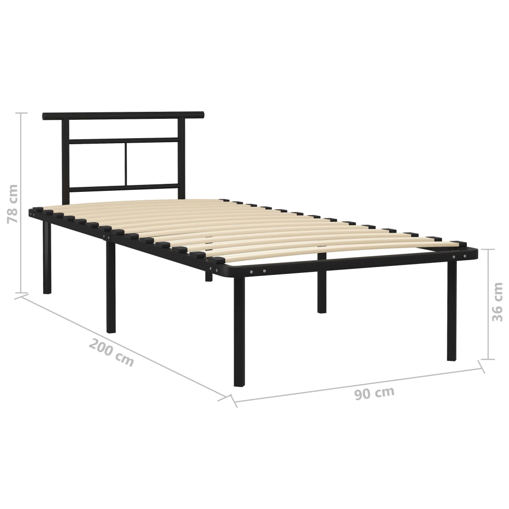 Bed Frame without Mattress without Mattress Black Metal 90x200cm