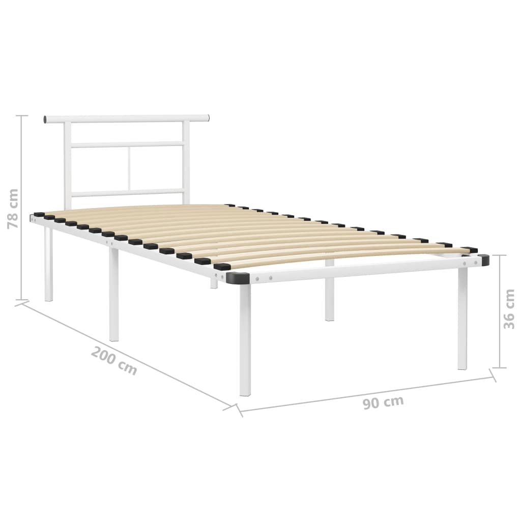 Bed Frame without Mattress without Mattress White Metal 90x200cm