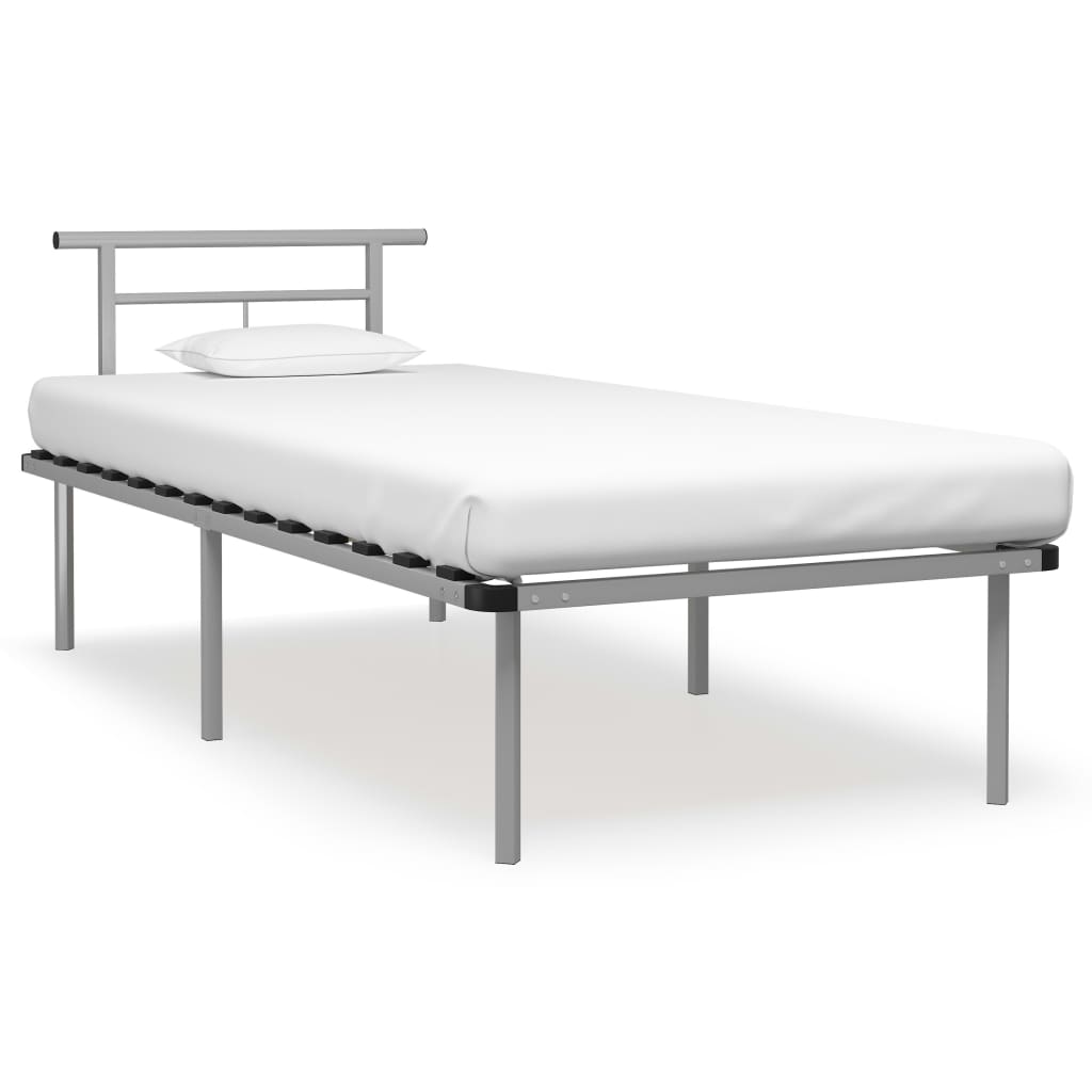 Bed Frame without Mattress Grey Metal 90x200cm