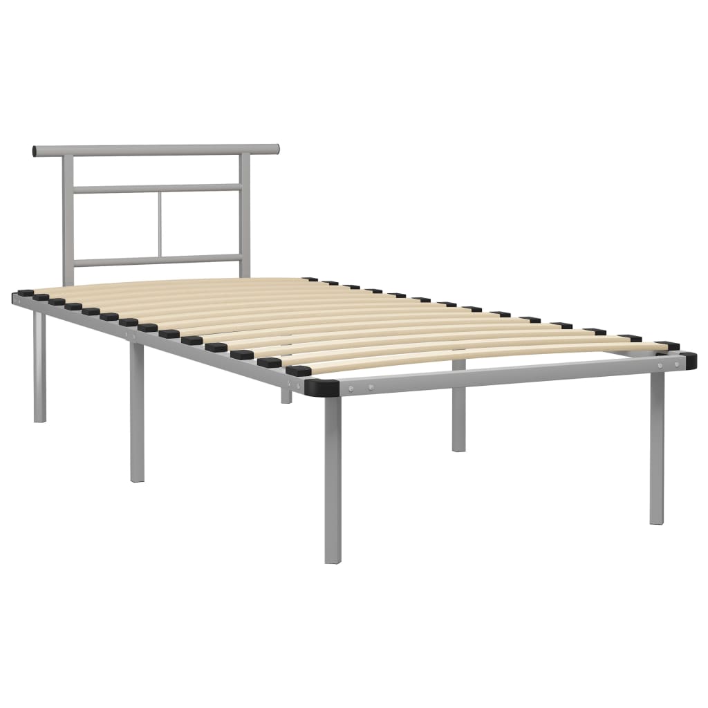Bed Frame without Mattress Grey Metal 90x200cm