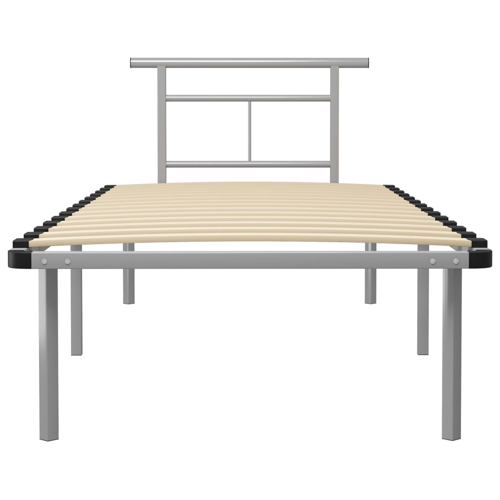 Bed Frame without Mattress Grey Metal 90x200cm