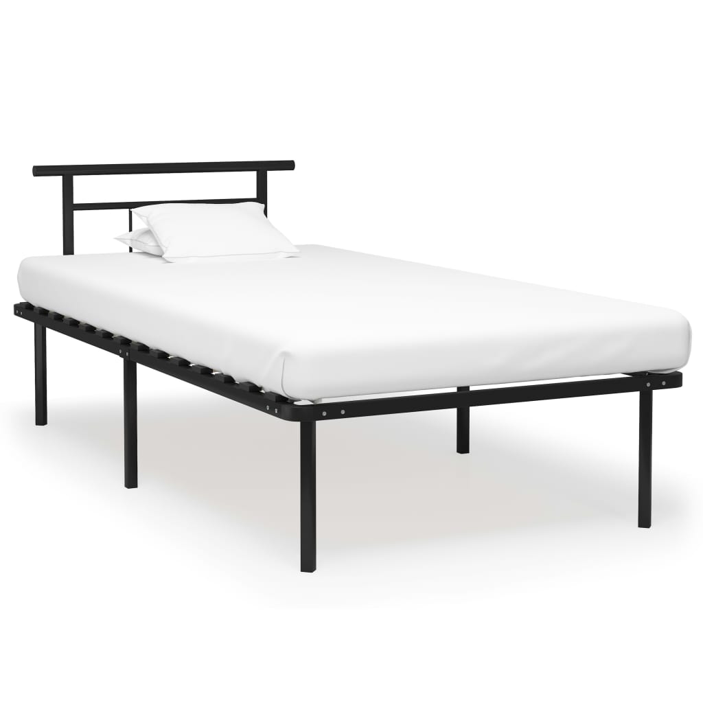 Bed Frame without Mattress Black Metal 100x200cm