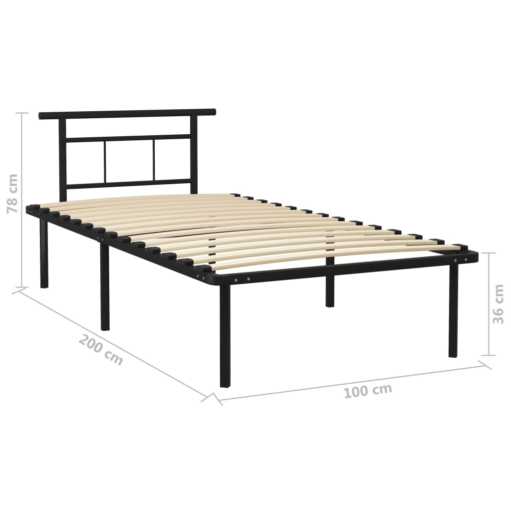 Bed Frame without Mattress Black Metal 100x200cm
