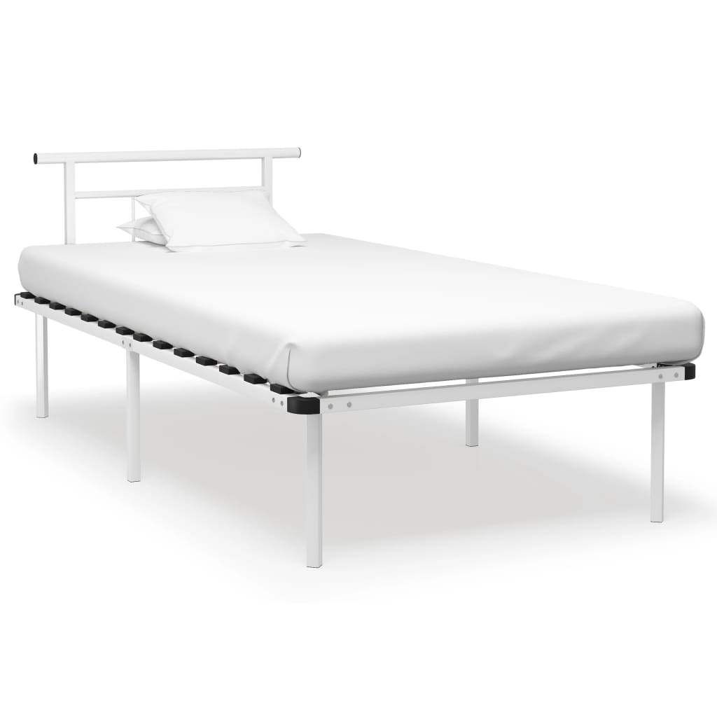 Bed Frame without Mattress White Metal 100x200cm