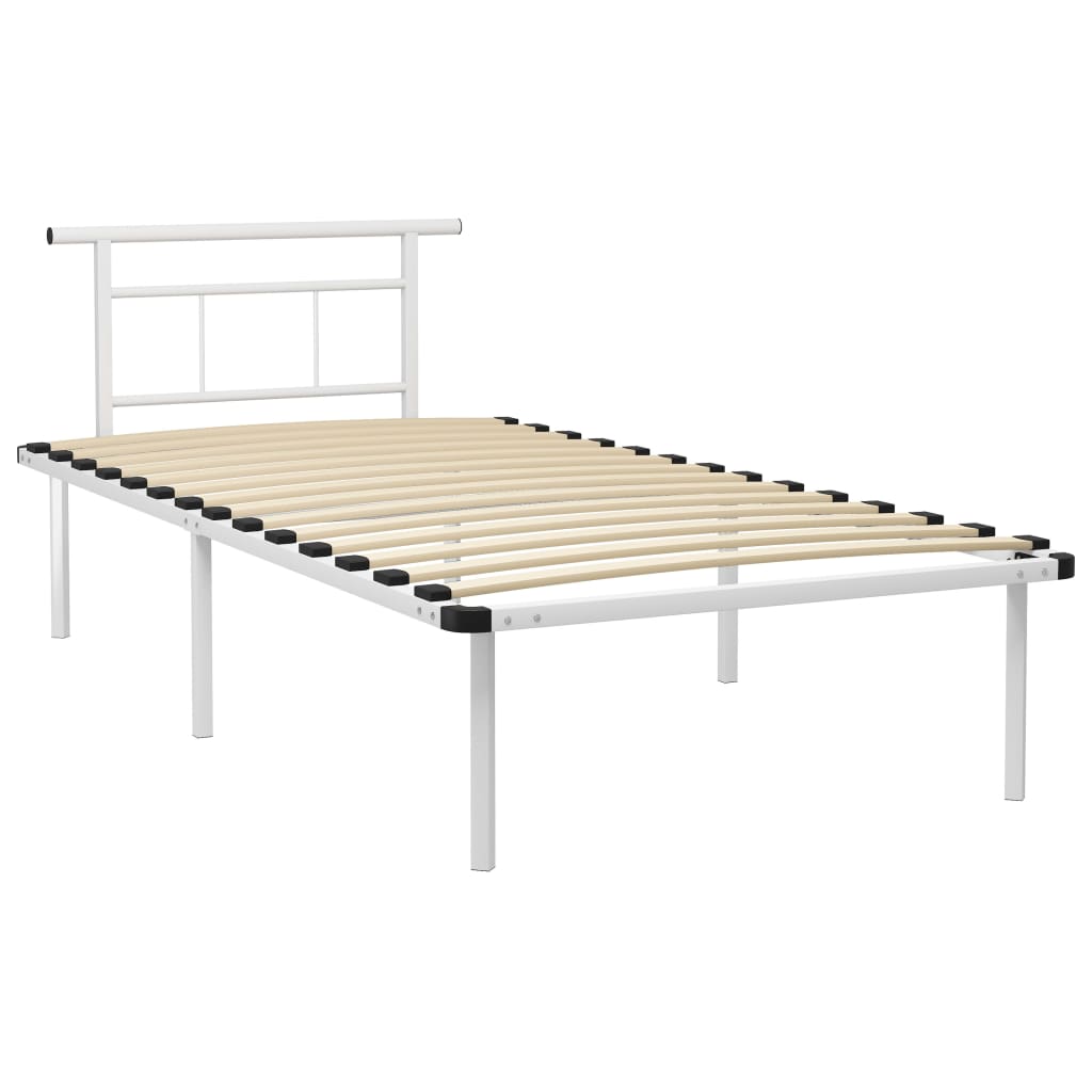 Bed Frame without Mattress White Metal 100x200cm