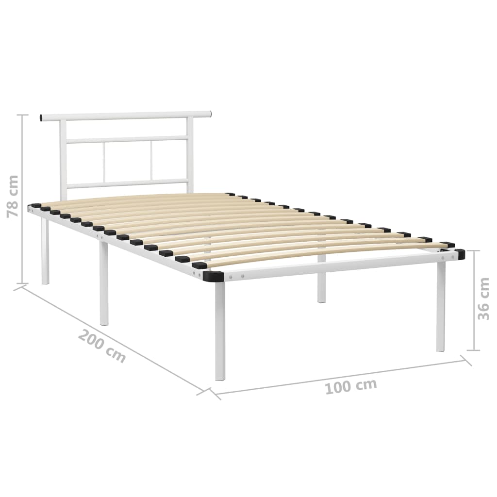 Bed Frame without Mattress White Metal 100x200cm