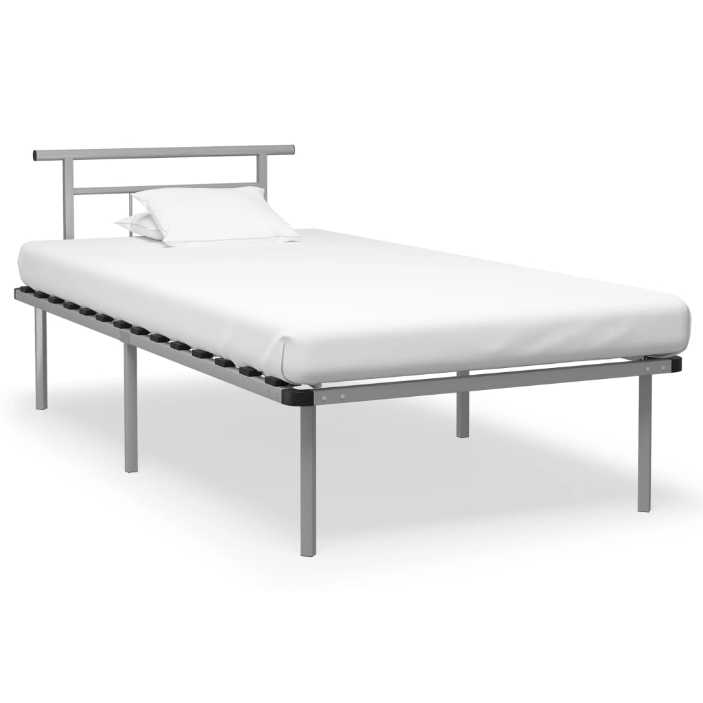 Bed Frame without Mattress Grey Metal 100x200cm