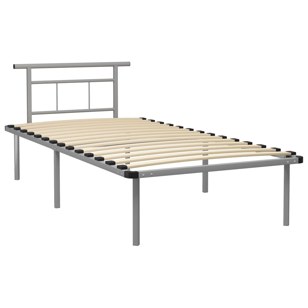 Bed Frame without Mattress Grey Metal 100x200cm