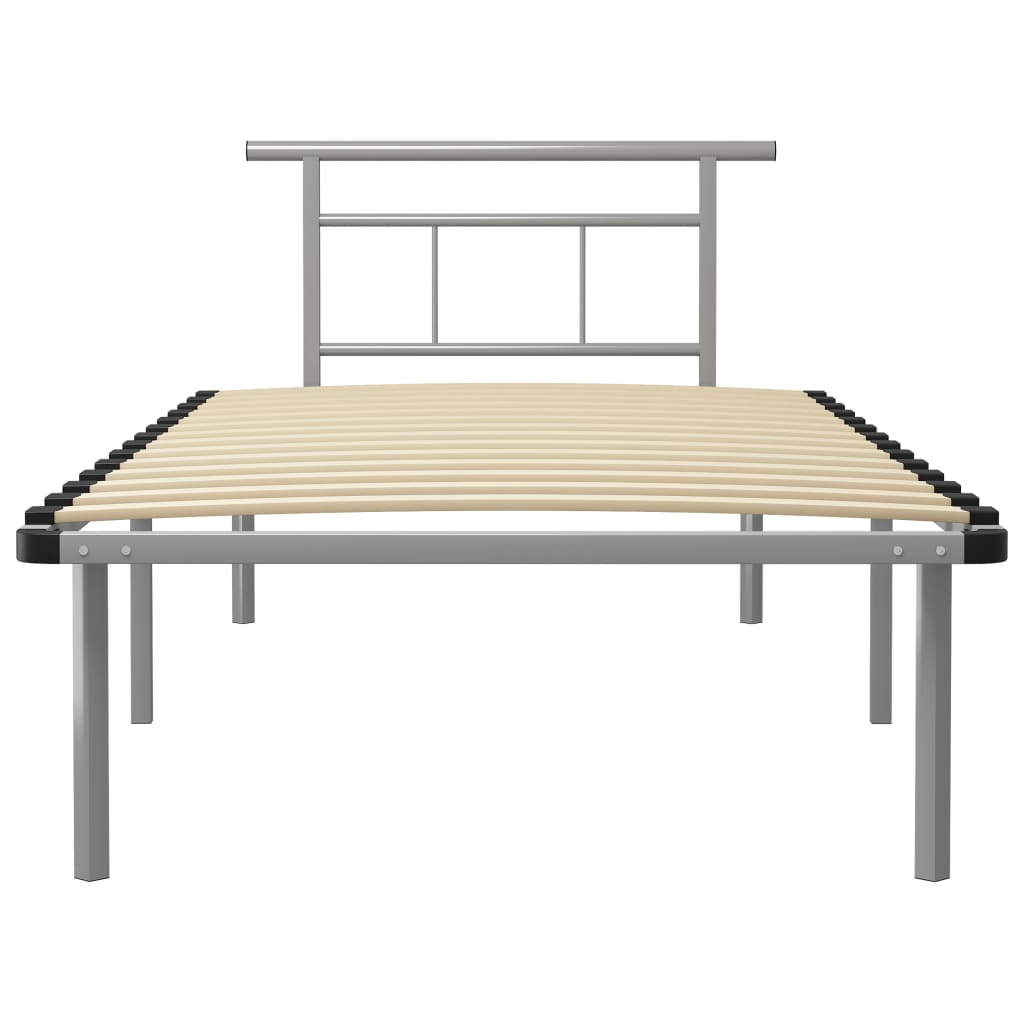 Bed Frame without Mattress Grey Metal 100x200cm