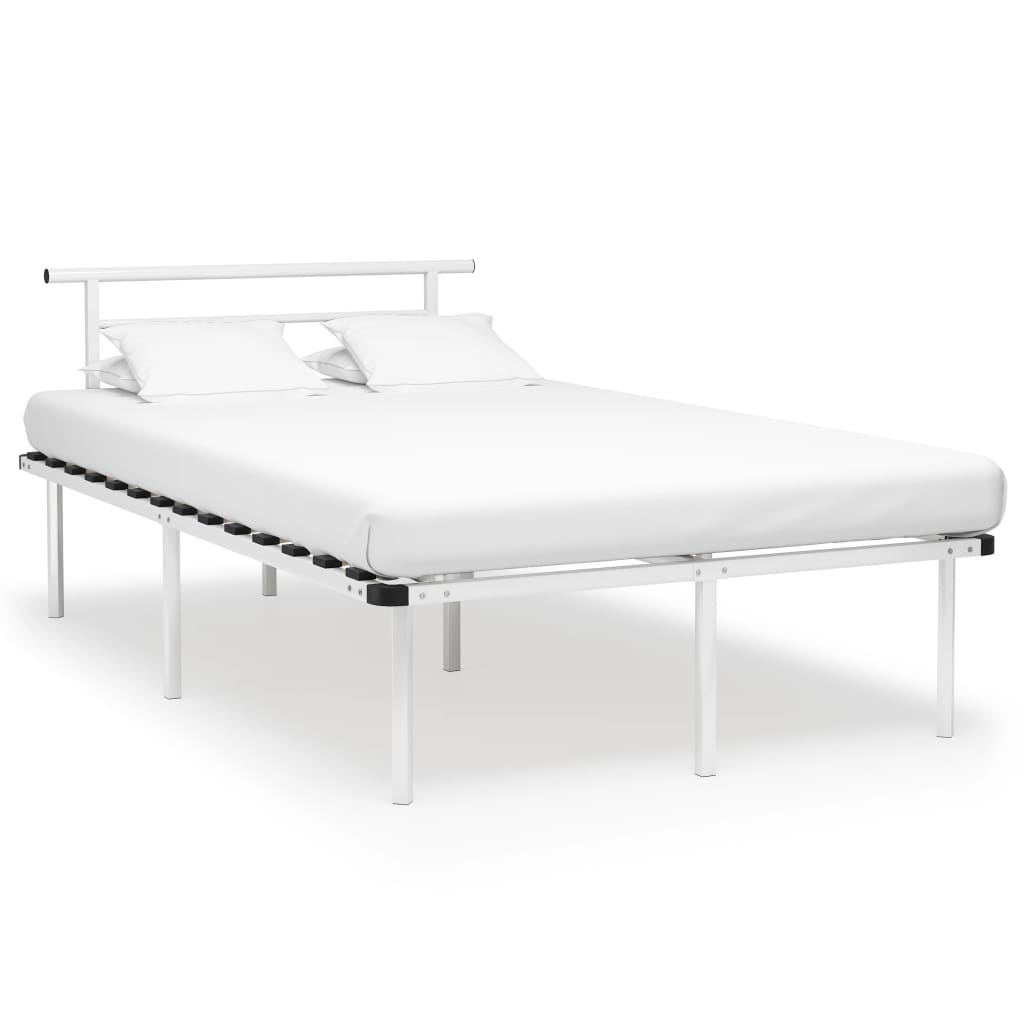 Bed Frame without Mattress White Metal 120x200cm