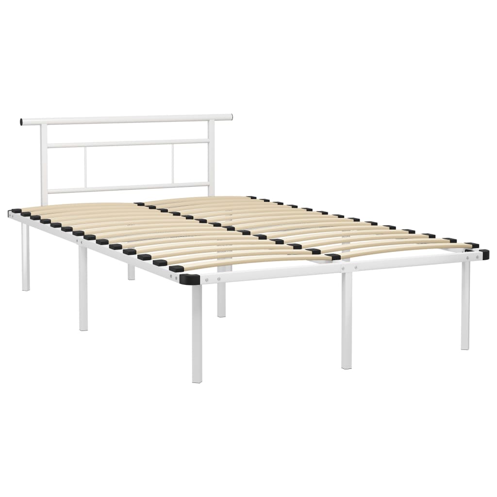 Bed Frame without Mattress White Metal 120x200cm