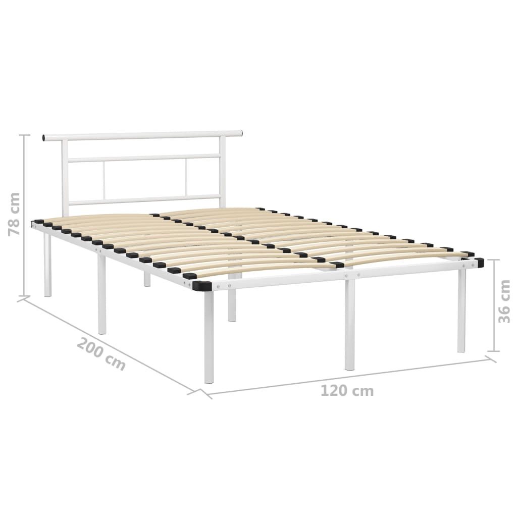 Bed Frame without Mattress White Metal 120x200cm