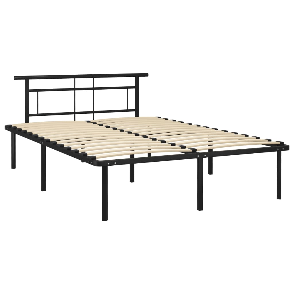 Bed Frame without Mattress Black Metal 140x200cm