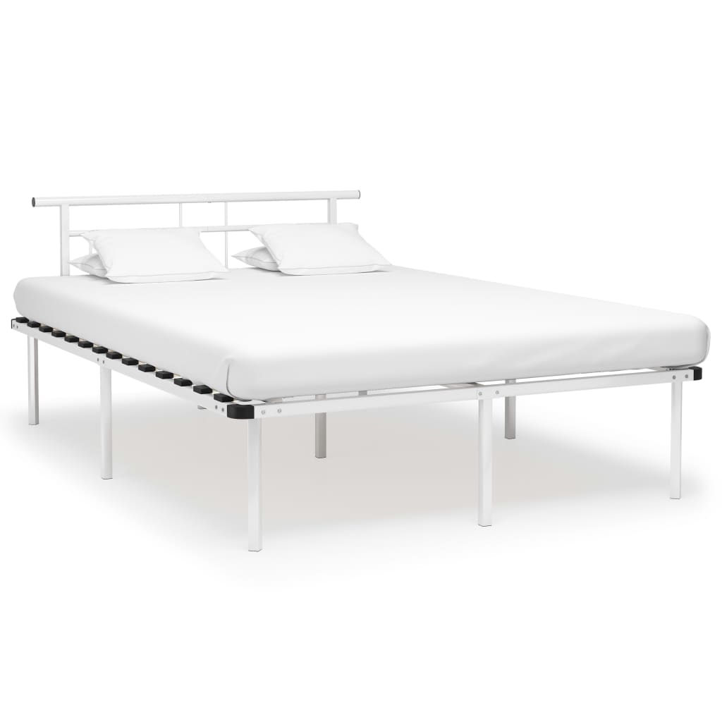 Bed Frame without Mattress White Metal 140x200cm