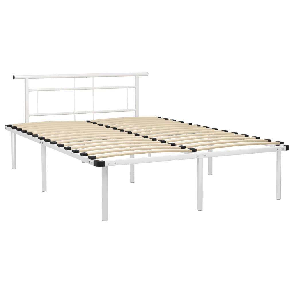 Bed Frame without Mattress White Metal 140x200cm