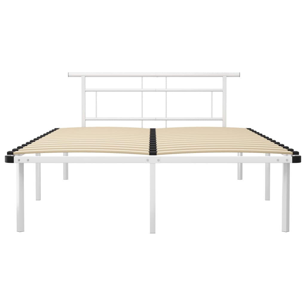 Bed Frame without Mattress White Metal 140x200cm