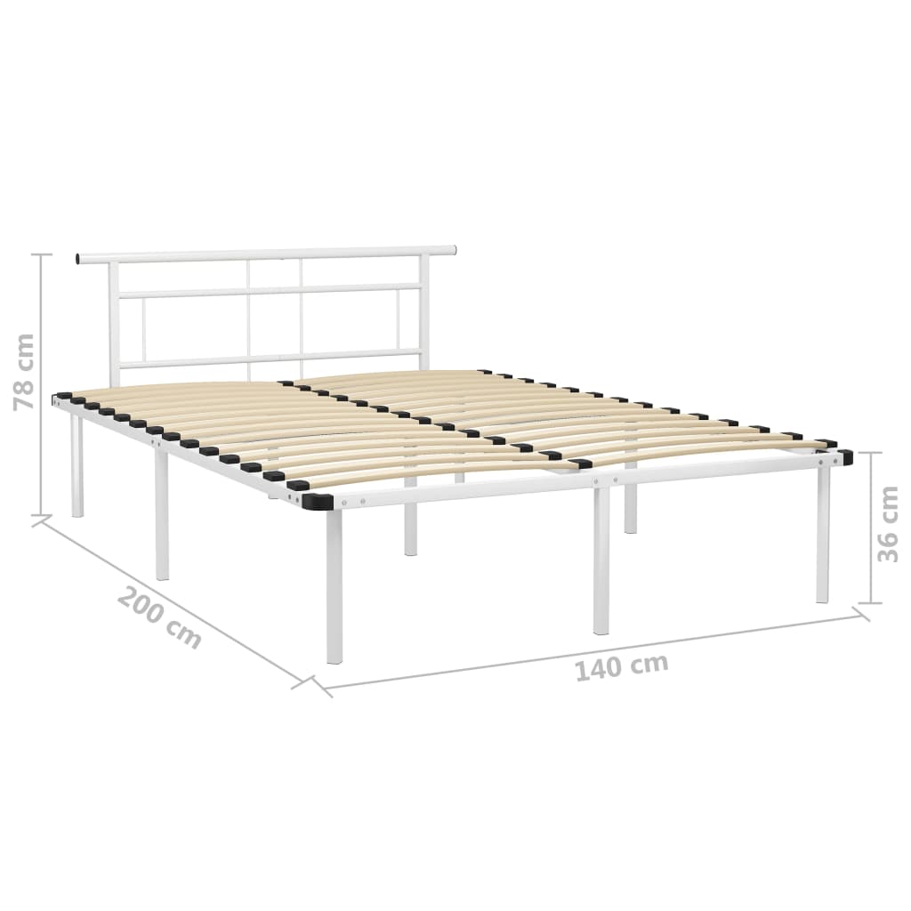 Bed Frame without Mattress White Metal 140x200cm