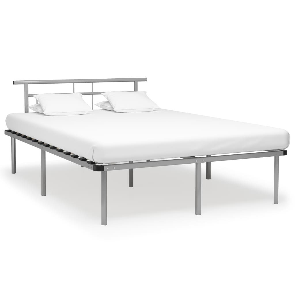 Bed Frame without Mattress Grey Metal 140x200cm
