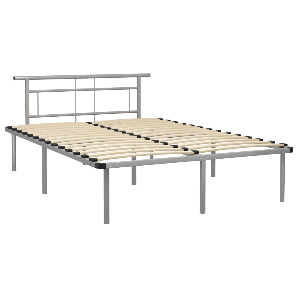 Bed Frame without Mattress Grey Metal 140x200cm