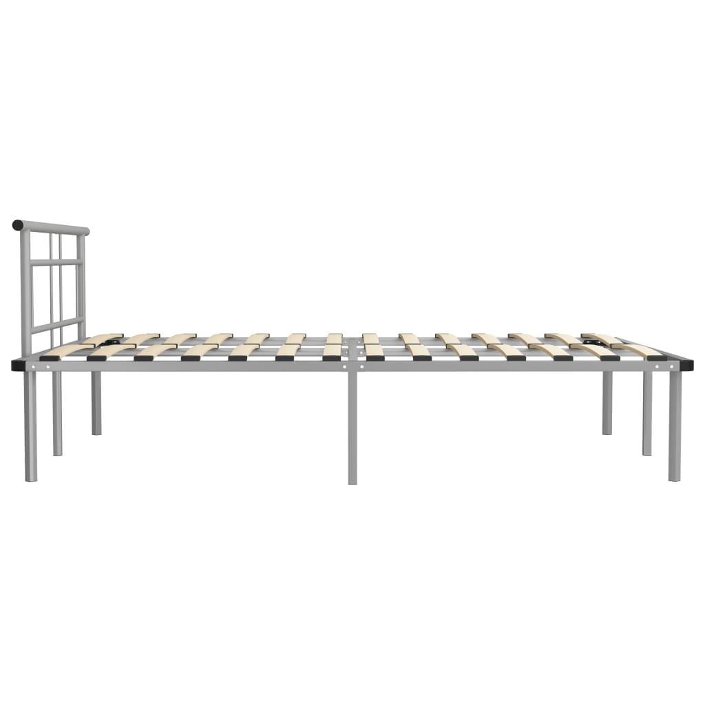 Bed Frame without Mattress Grey Metal 140x200cm