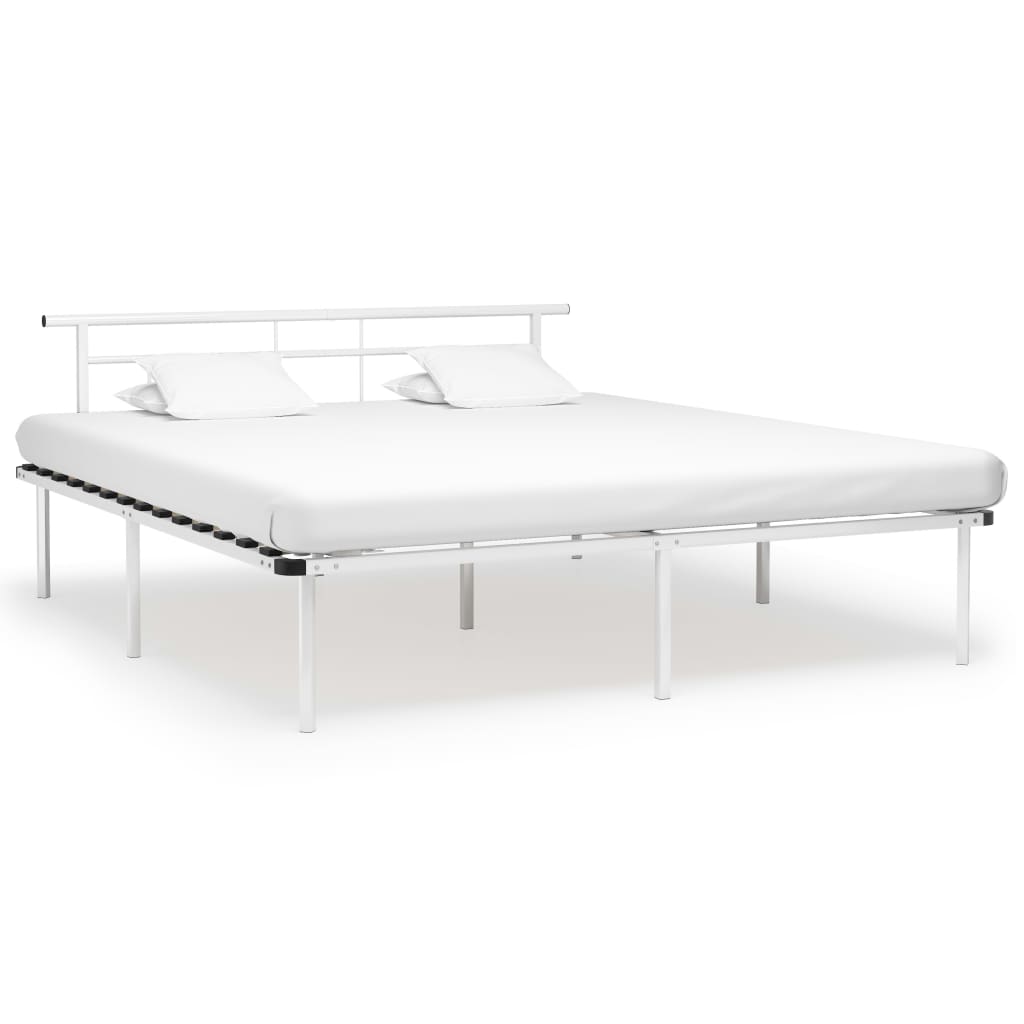 Bed Frame without Mattress White Metal 180x200cm
