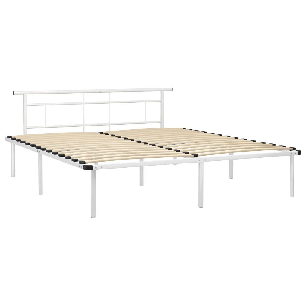 Bed Frame without Mattress White Metal 180x200cm