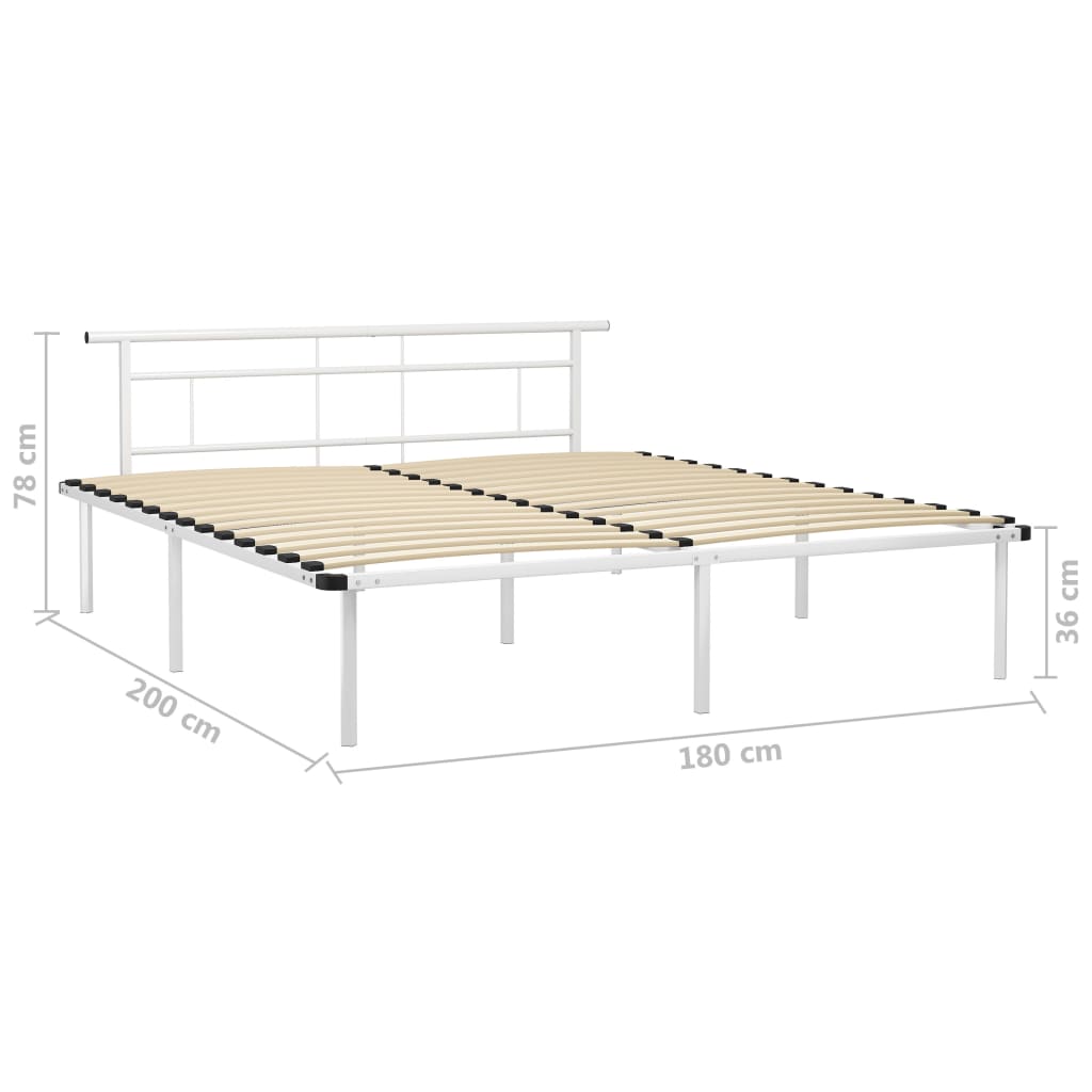 Bed Frame without Mattress White Metal 180x200cm