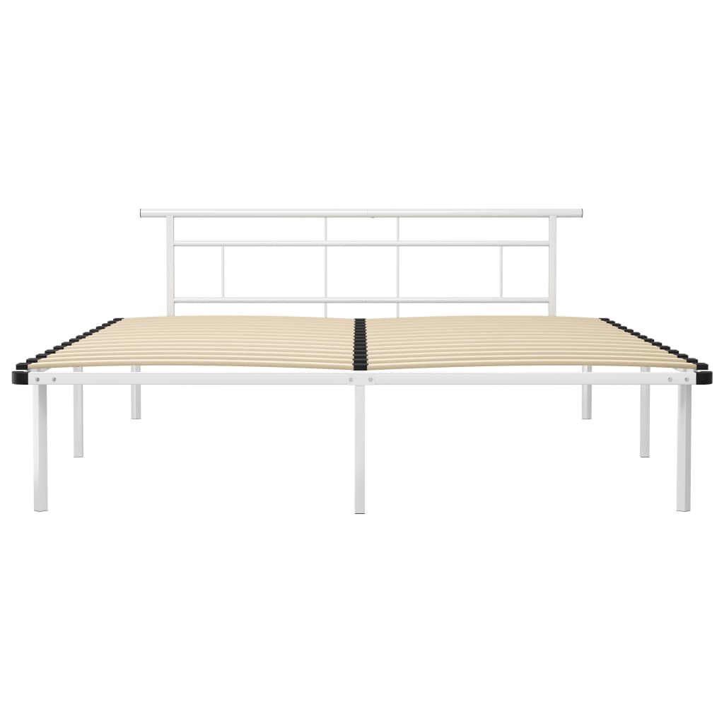 Bed Frame without Mattress White Metal 200x200cm