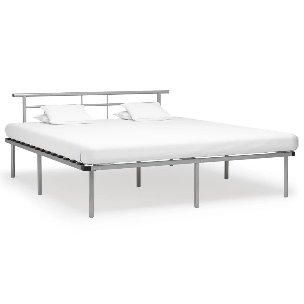 Bed Frame without Mattress Grey Metal 200x200cm