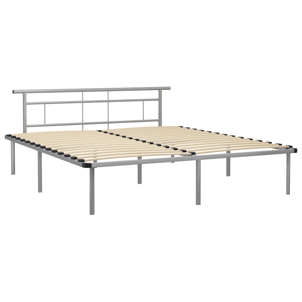 Bed Frame without Mattress Grey Metal 200x200cm