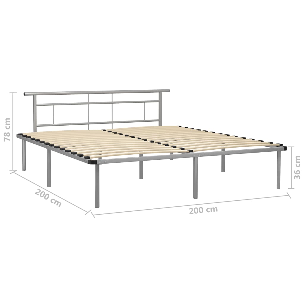 Bed Frame without Mattress Grey Metal 200x200cm