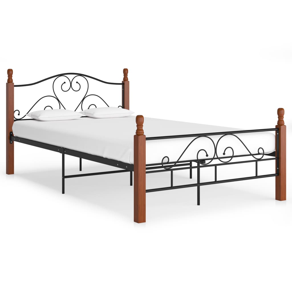 Bed Frame without Mattress Black Metal 120x200 cm