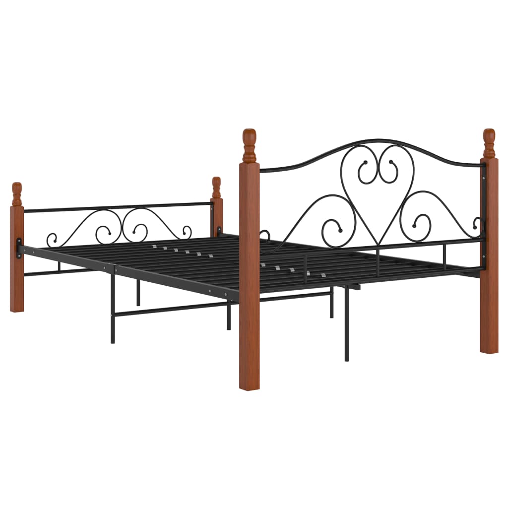 Bed Frame without Mattress Black Metal 120x200 cm