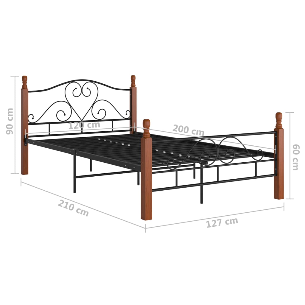 Bed Frame without Mattress Black Metal 120x200 cm