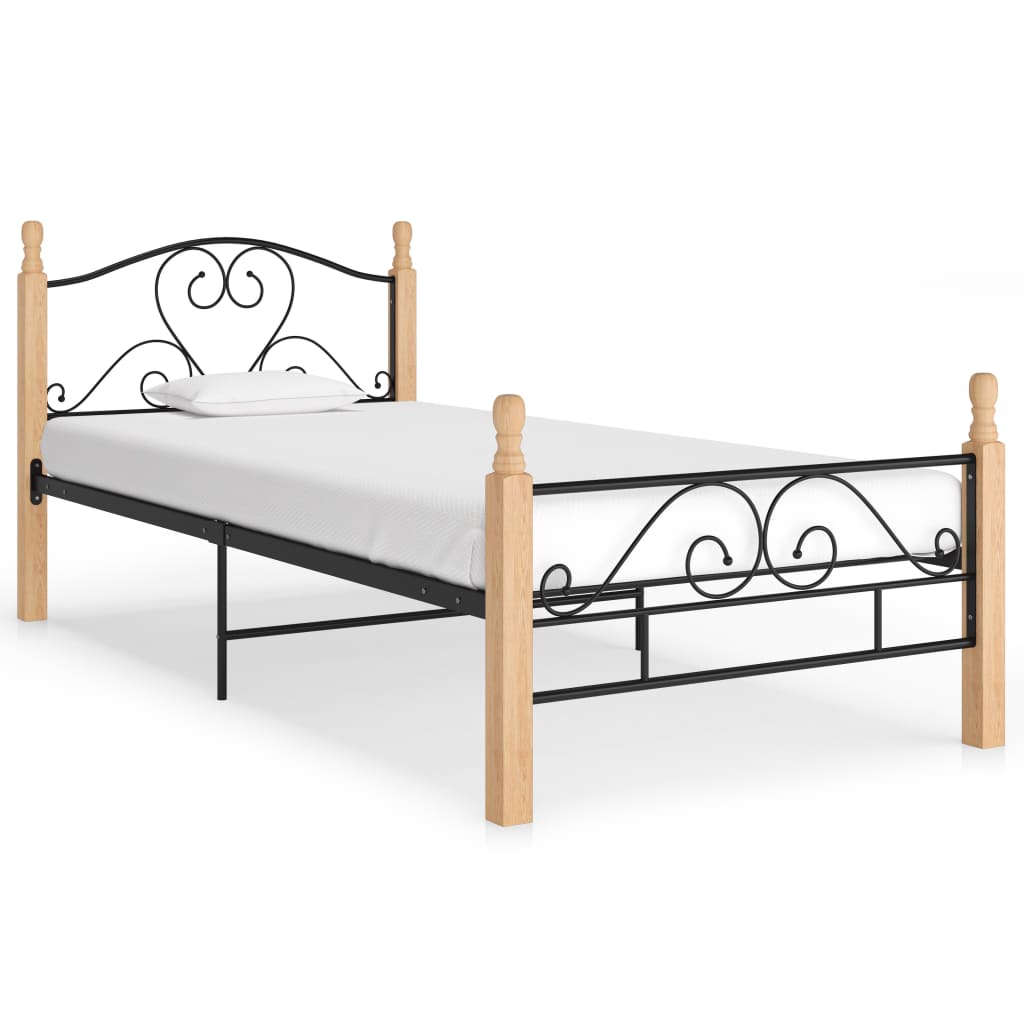 Bed Frame without Mattress Black Metal 90x200 cm