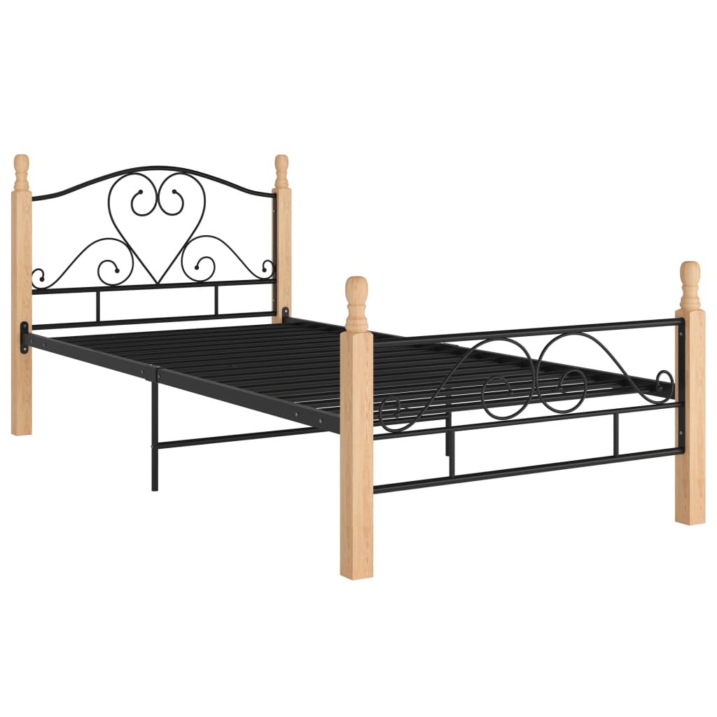 Bed Frame without Mattress Black Metal 100x200 cm