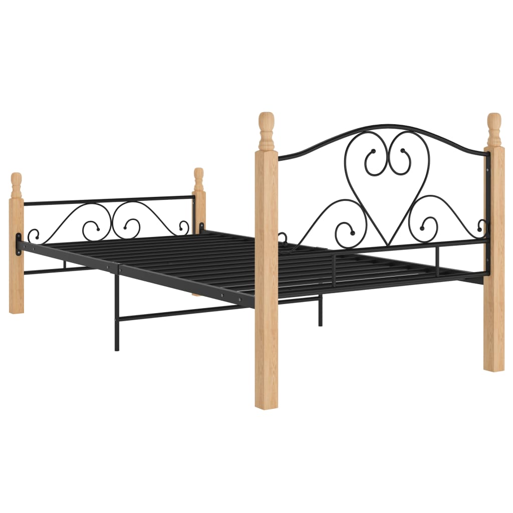 Bed Frame without Mattress Black Metal 100x200 cm