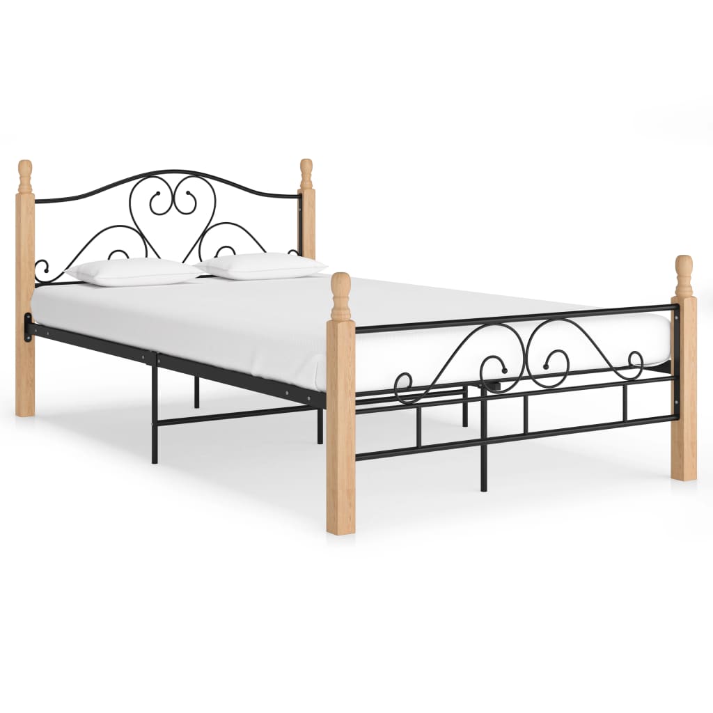 Bed Frame without Mattress Black Metal 120x200 cm