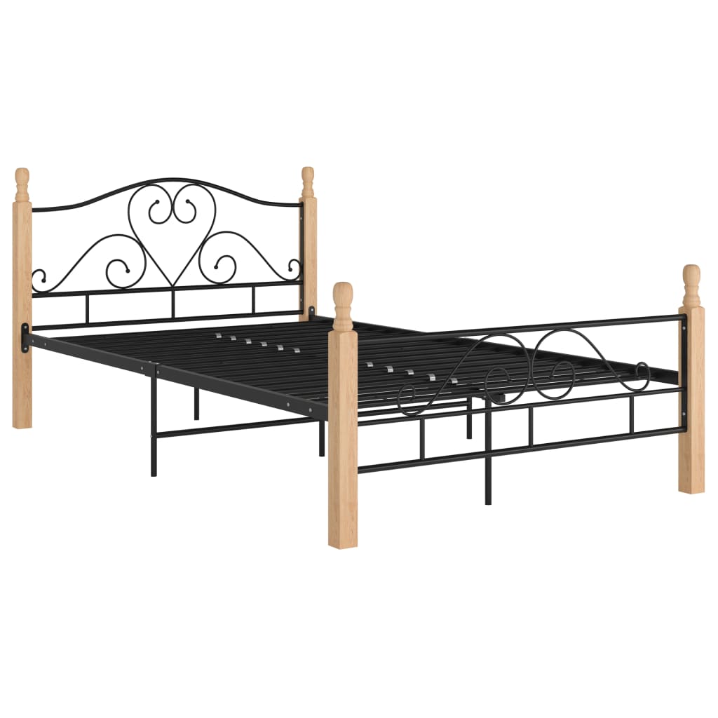 Bed Frame without Mattress Black Metal 120x200 cm