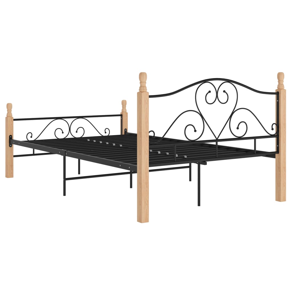 Bed Frame without Mattress Black Metal 120x200 cm