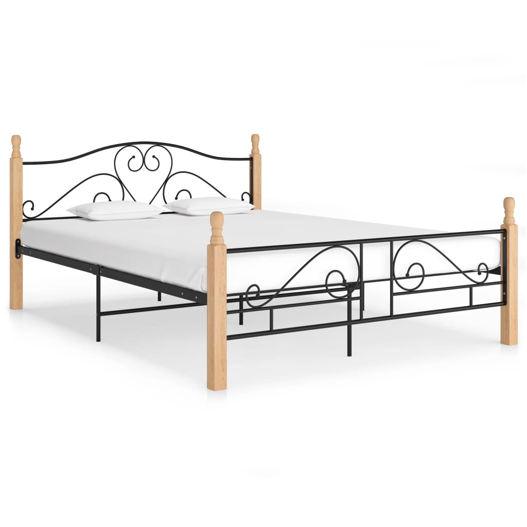 Bed Frame with Headboard without Mattress Black 140x200 cm Metal