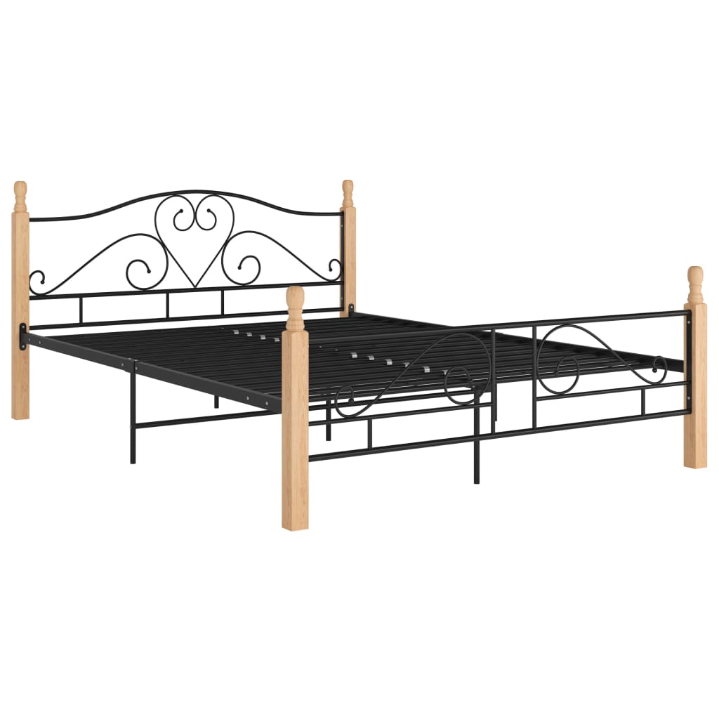 Bed Frame with Headboard without Mattress Black 140x200 cm Metal