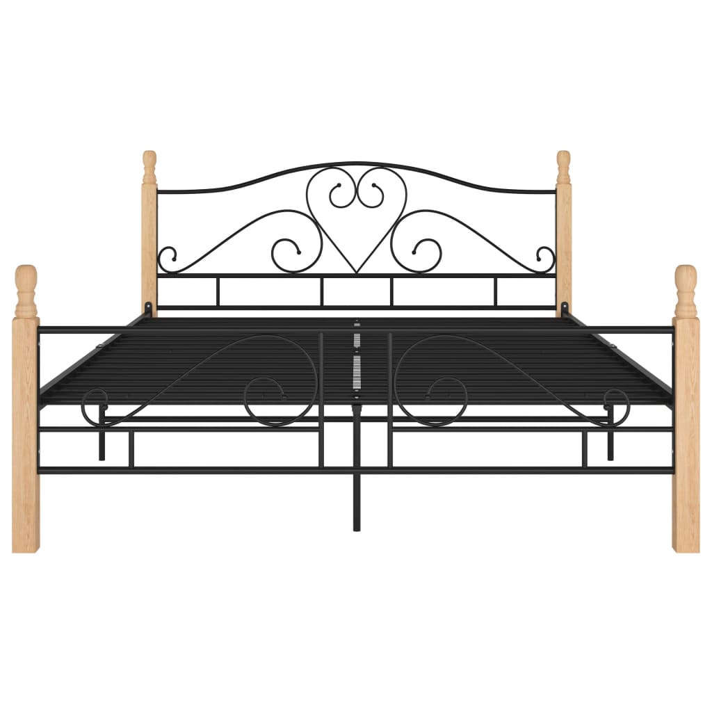 Bed Frame with Headboard without Mattress Black 140x200 cm Metal