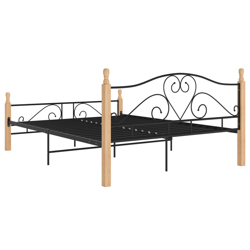 Bed Frame with Headboard without Mattress Black 140x200 cm Metal