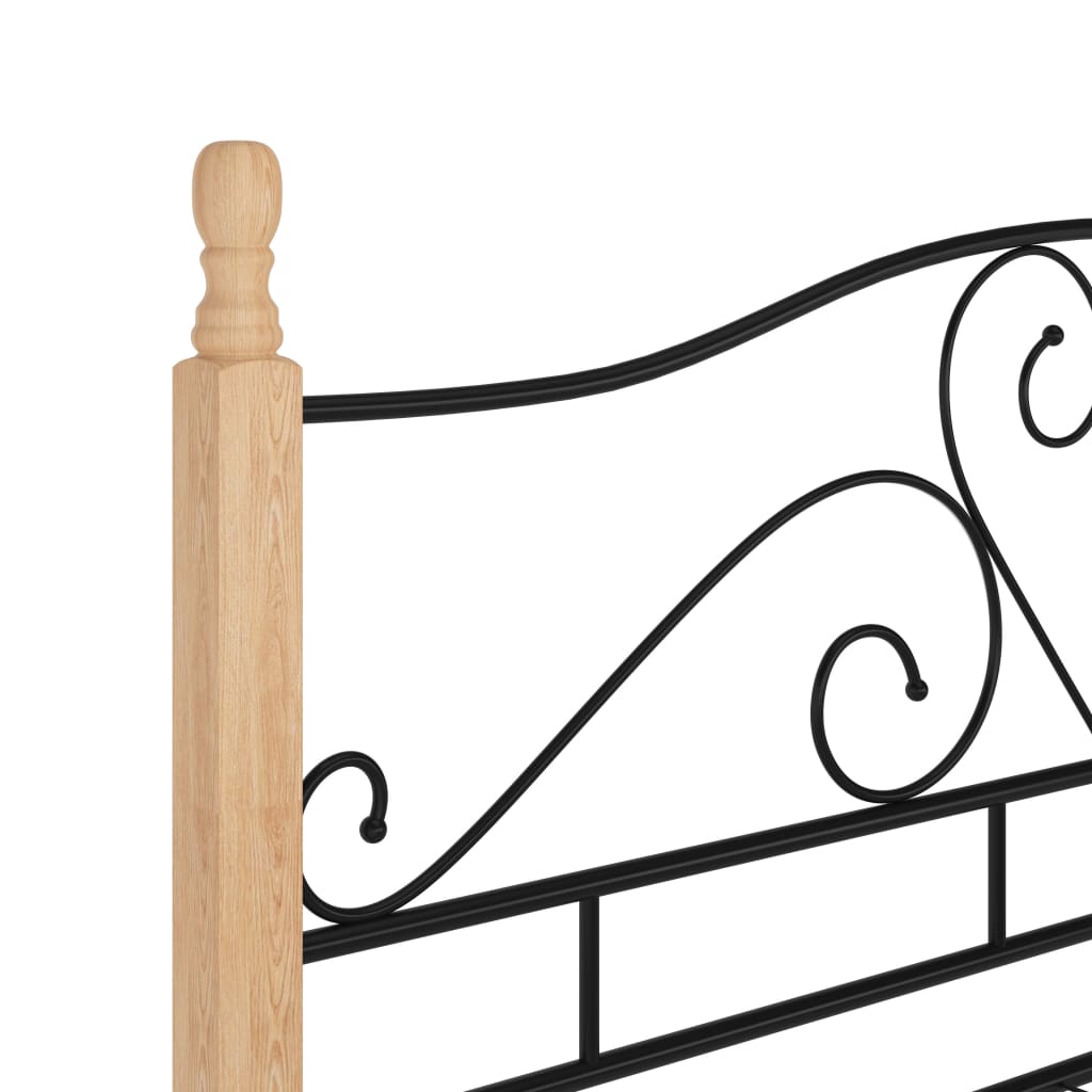 Bed Frame with Headboard without Mattress Black 140x200 cm Metal