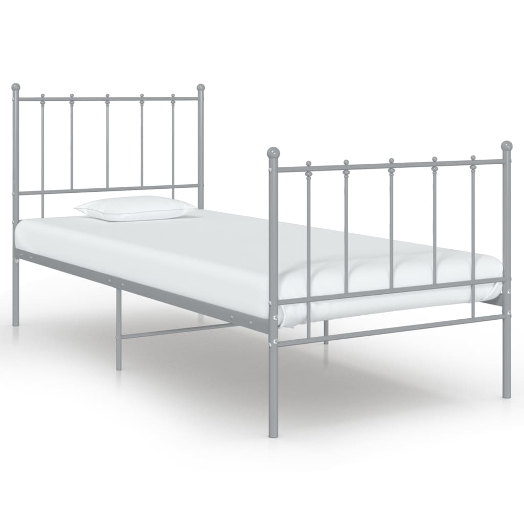 Bed Frame without Mattress Grey Metal 100x200 cm